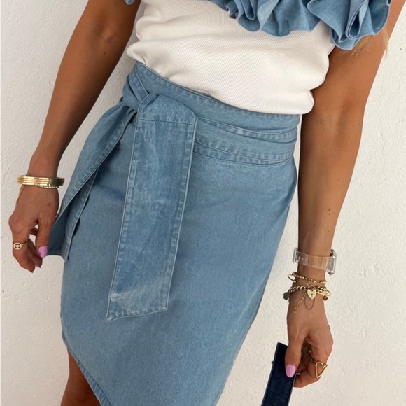 Never Fully Dressed Skirts Nfd Jaspre Denim Wrap Skirt Poshmark